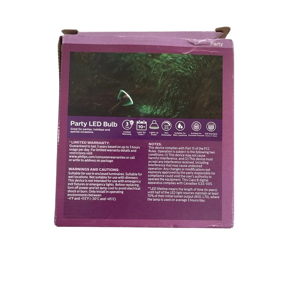 Philips Green Party LED Indoor Outdoor PAR38 Flood‎ Lamp 13.5W E26 New Open Box